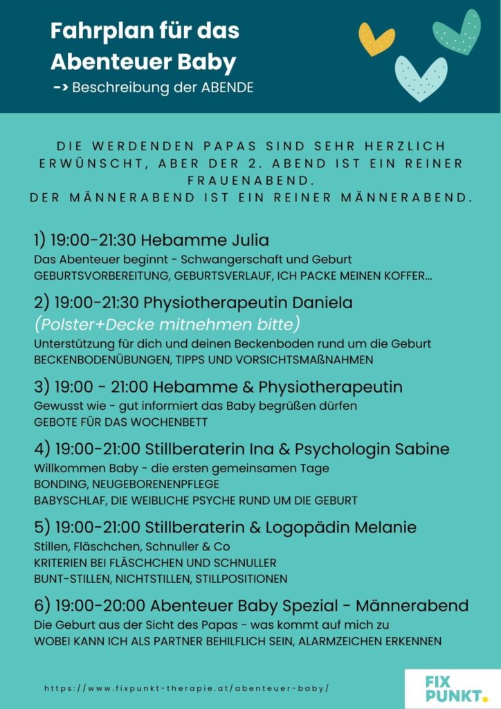 Detailliertes Programm für Abenteuer Baby.