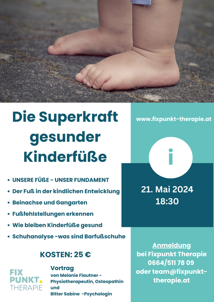 Plakat für den Vortrag Die Superkraft gesunder Kinderfüße.