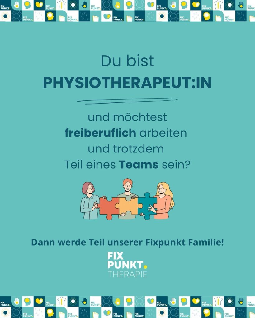 Plakat für die Suche nach einer Physiotherpeutin oder einem Physiotherapeuten.