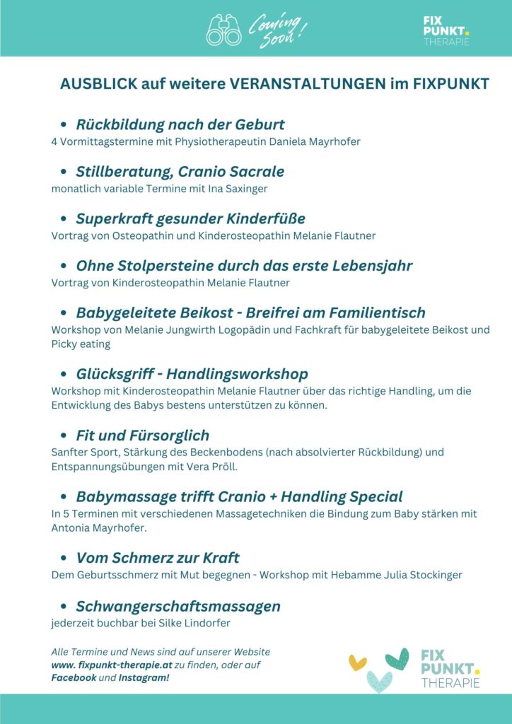 Veranstaltungshinweise im Fixpunkt Ulrichsberg.